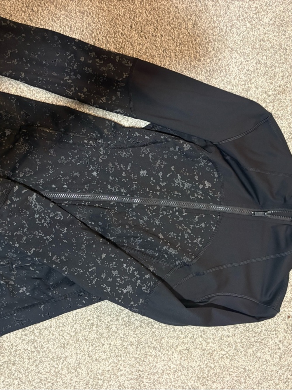 lululemon athletica Black Printed Zip-Up Bomber Jacket